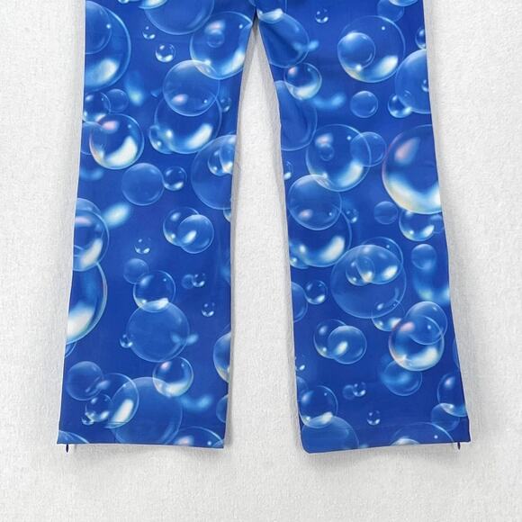 HOUSE OF SUNNY Fantasia Flare Pants Womens 6 Blue Bubble Print High Rise Stretch - Picture 8 of 16